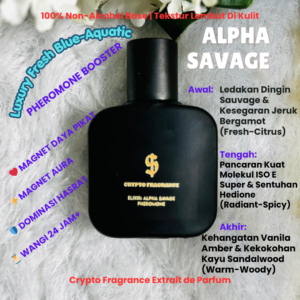 [ELIXIR] Crypto Fragrance Alpha Savage - Luxury Sauvage & Fresh Bergamot - Parfum Pria Dingin Segar Pemikat Wanita - Mode Hawas Ice Extrait de Pheromone 23+ Ingredients